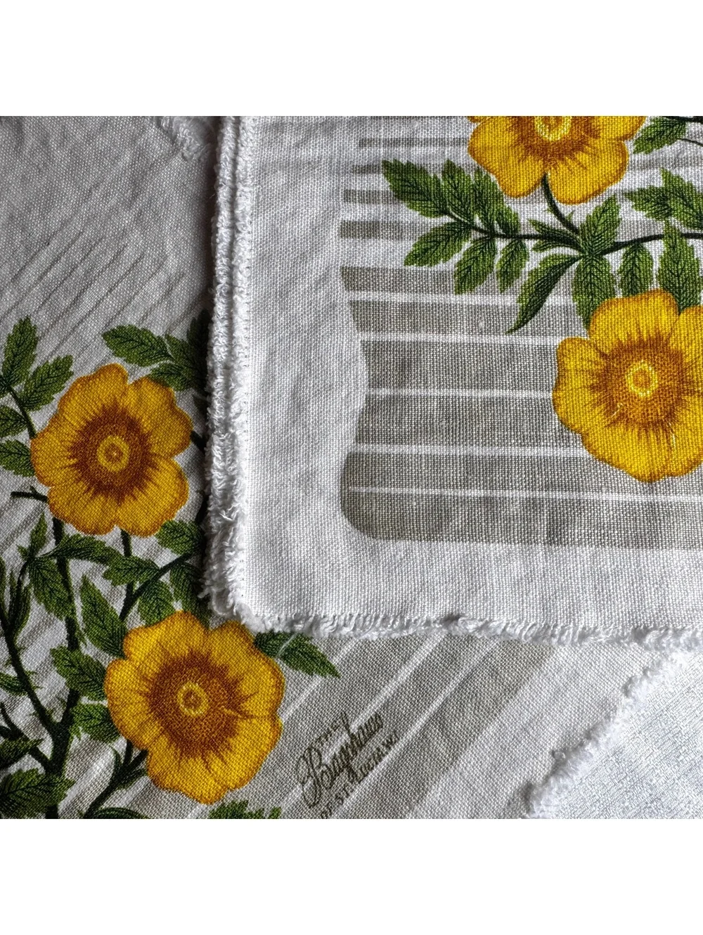 Vintage The Bradshaws of St. Lucia Set of 6 Yellow Floral Linen Placemats 12x16